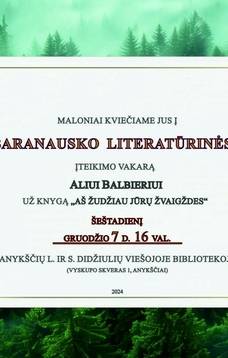 A. Baranauska literārās balvas pasniegšanas ceremonija