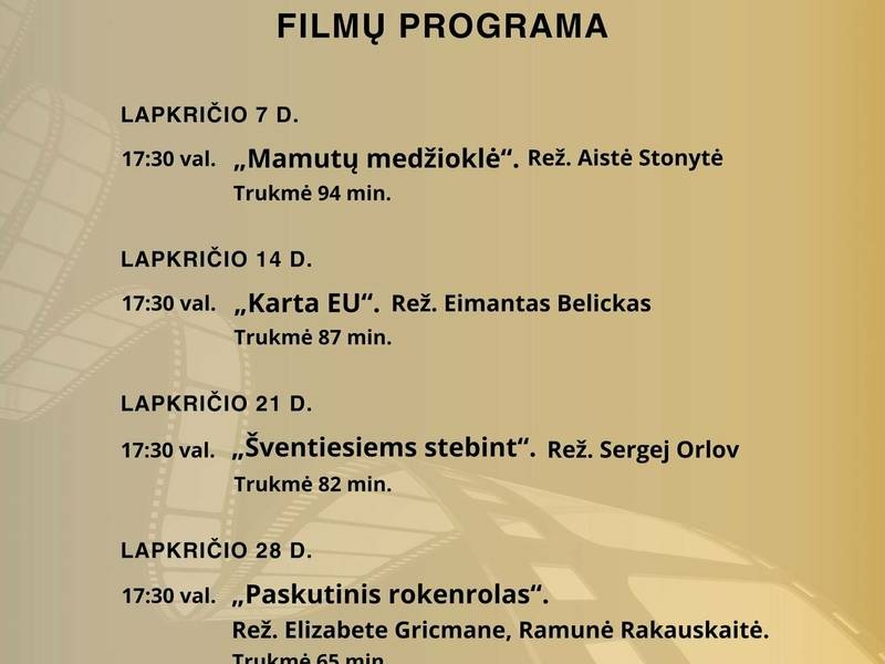 XV-ojo dokumentinių filmų festivalio „ADOX“ programa