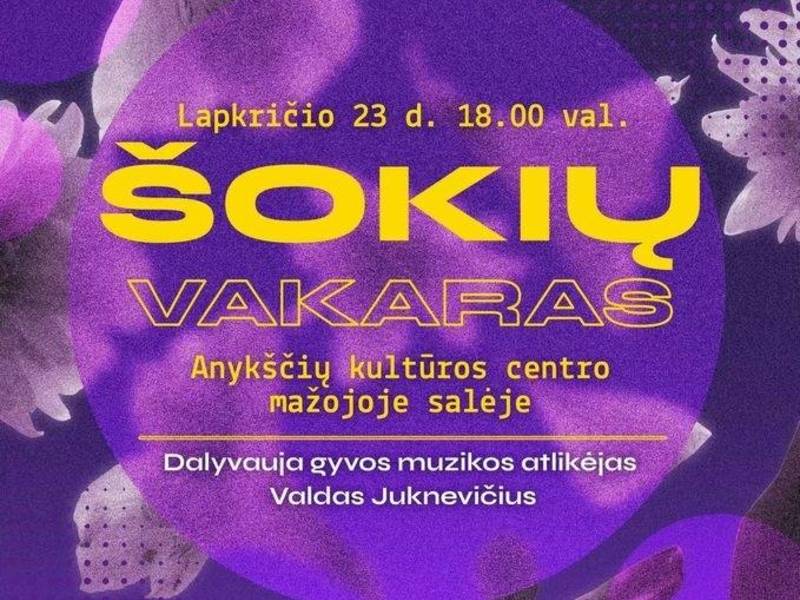 Šokių vakaras su gyvos muzikos atlikėju V.Juknevičiumi