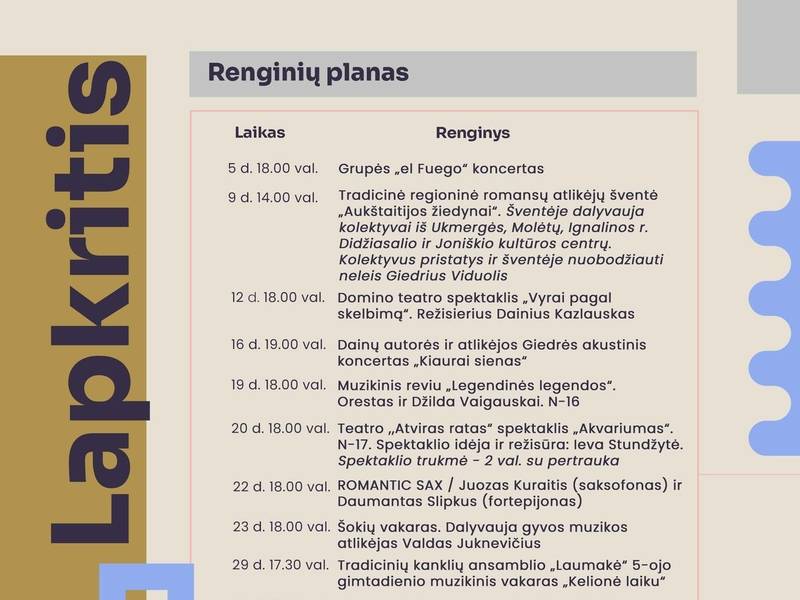 Anykščių kultūros centro renginiai lapkritį